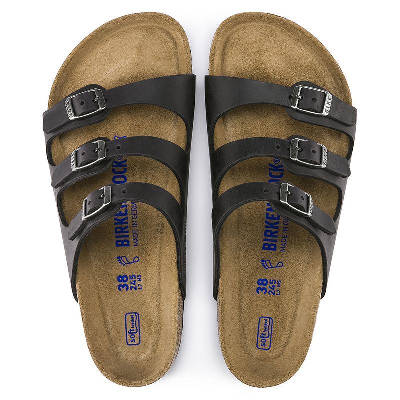 Birkenstock Soft Footbed Oiled Læder Florida Dame Sort | DK 458VRW